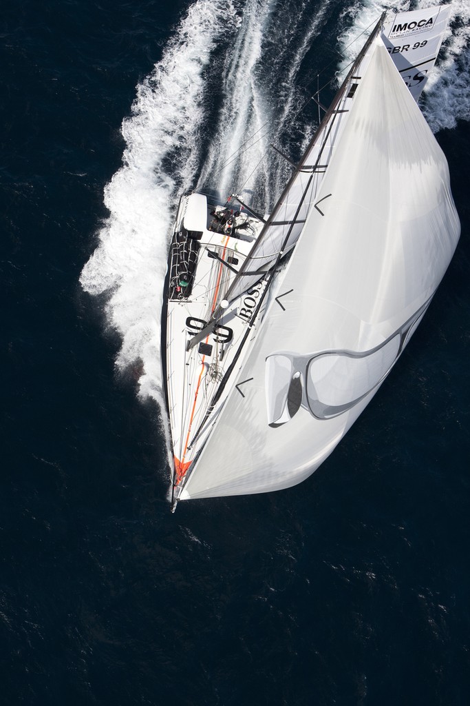 Alex Thomson (GBR) and his new Hugo Boss IMOCA Open 60 race yacht. Shown here training whilst on route to NYC © Lloyd Images http://lloydimagesgallery.photoshelter.com/